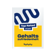 Siegel "Top Rated 2025 Gehaltszufriedenheit" von Kununu